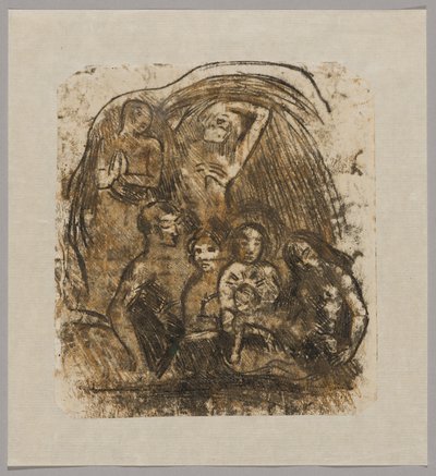 Szopka (Matka Boska z Dzieciątkiem otoczona pięcioma postaciami) autorstwa Paul Gauguin