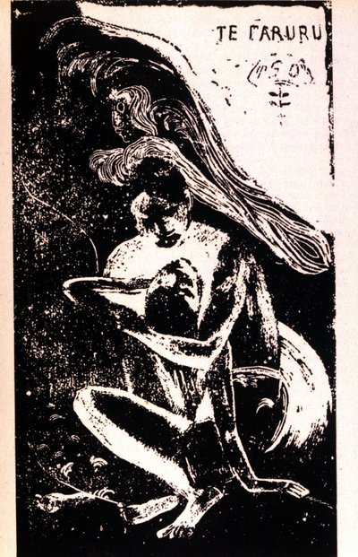 Paul Gauguin „” Te Faruru””” (kochają się). Ksylografia okresu tahitańskiego autorstwa Paula Gauguina (1848-1903). 1891 - 1897. autorstwa Paul Gauguin