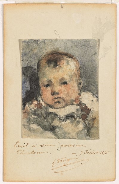 Portret dziecka, 7 lutego 1875 (akwarela na papierze naklejona na oryginalną wizytówkę) autorstwa Paul Gauguin