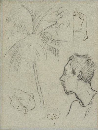 Profil Charlesa Lavala z palmą i innymi szkicami autorstwa Paul Gauguin
