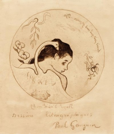 Projekt na talerz - Leda i łabędź autorstwa Paul Gauguin