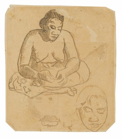 Siedząca Tahitańska Kobieta (rekto); Stojąca Tahitańska Kobieta (verso) autorstwa Paul Gauguin