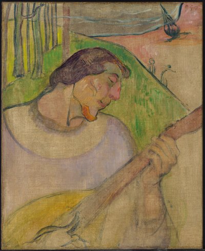 Autoportret z mandoliną, ok. 1889 (olej na płótnie) autorstwa Paul Gauguin