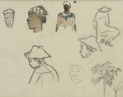 Szkice postaci i liści autorstwa Paul Gauguin