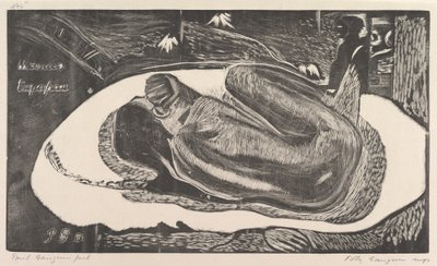 Duch umarłych obserwujący Manao Tupapau, z perfum Noa Noa, 1893-94. autorstwa Paul Gauguin