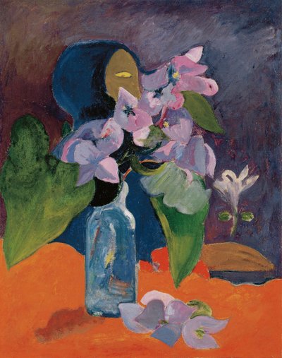 Martwa natura z kwiatami i bożkiem Gauguina, Paul Eugene Henri (1848-1903). Olej na płótnie, ok. 1892, Wymiar : 40,3x32. Kunsthaus Zürich autorstwa Paul Gauguin