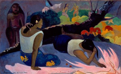 Tahitian:  Arearea no varua ino Leżące tahitańskie kobiety lub Rozrywki złego ducha autorstwa Paul Gauguin