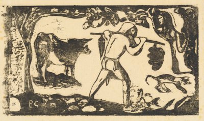 Tahitański niosący banany Le porteur de fei, w roku 1895 lub później. autorstwa Paul Gauguin