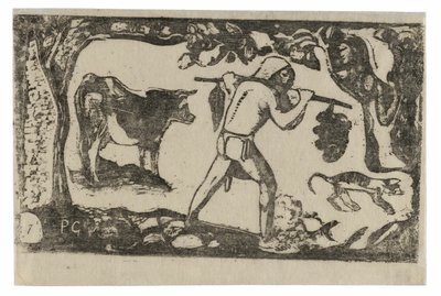 Tahitańskie niosące banany, z Suity późnych rycin drewnianych autorstwa Paul Gauguin