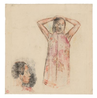 Tahitańska dziewczyna w różowym pareu autorstwa Paul Gauguin