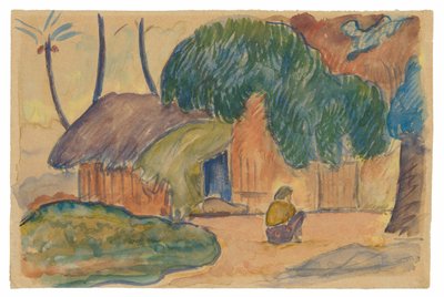 Tahitańska chata autorstwa Paul Gauguin