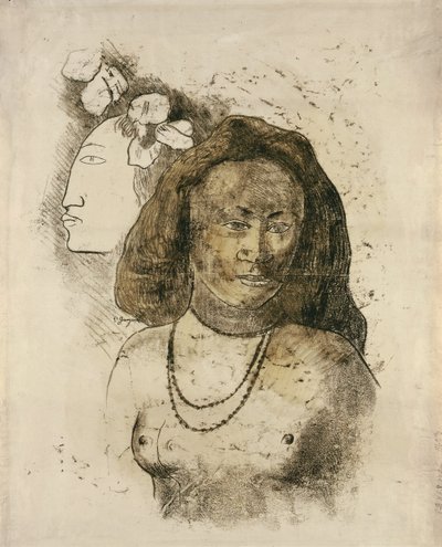 Tahitańska kobieta ze złym duchem LEsprit veille autorstwa Paul Gauguin