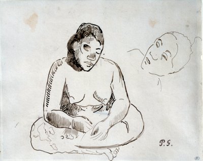 Tahitańska kobieta siedząca Studium tuszu Paul Gauguin (1848-1903) XIX-wieczny Paryż, Luwr autorstwa Paul Gauguin