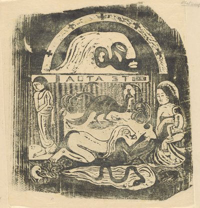Te Atua The Gods Small Plate [recto], w roku 1895 lub później. autorstwa Paul Gauguin