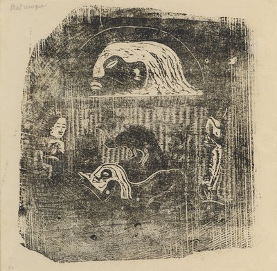 Te Atua The Gods Small Plate [verso], w roku 1895 lub później. autorstwa Paul Gauguin