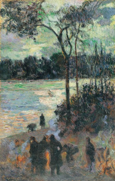Pożar na brzegu rzeki, 1886 autorstwa Paul Gauguin