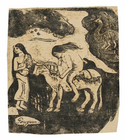 Gwałt na Europie, ze zbioru późnych odbitek drewnianych autorstwa Paul Gauguin