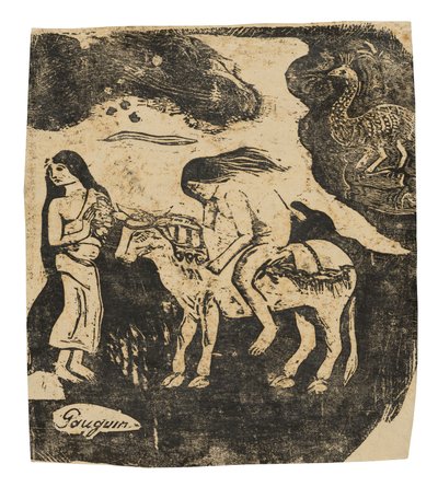 Gwałt na Europie, ze zbioru późnych drzeworytów autorstwa Paul Gauguin