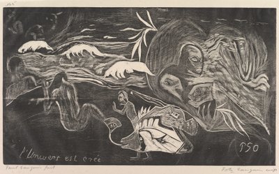 Powstaje wszechświat. Powstaje wszechświat, z zapachu Noa Noa, 1893-94. autorstwa Paul Gauguin