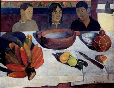 Posiłek czyli banany Młody Tahitian przy stole. Obraz Paula Gauguina (1848-1903) 1891 Nd. 0,73 x 0,92 m Paryż, musee d