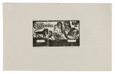 Trzy osoby, maska, lis i ptak, nakrycie głowy dla Le sourire autorstwa Paul Gauguin