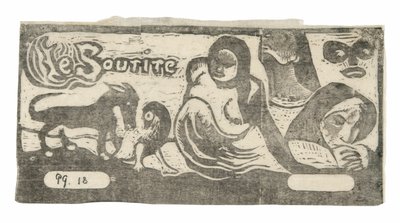 Trzy osoby, maska, lis i ptak, nakrycie głowy dla Le sourire autorstwa Paul Gauguin