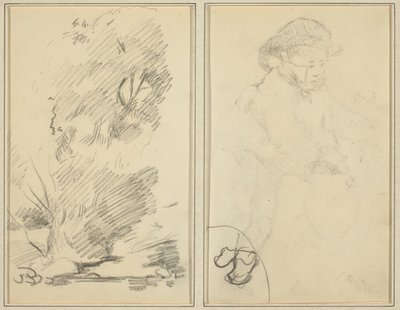 Drzewa; Szkic bretońskiego chłopca [verso] autorstwa Paul Gauguin