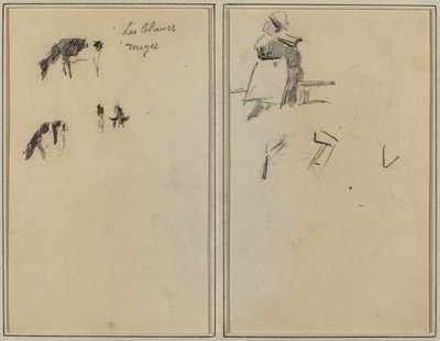 Dwie krowy; Siedząca Bretonka [verso] autorstwa Paul Gauguin