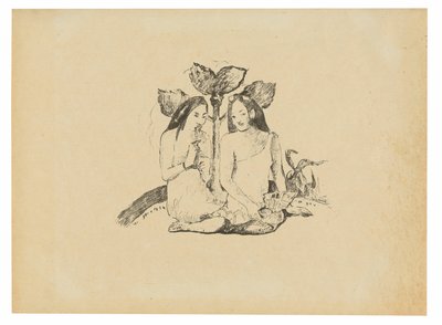 Dwie maoryskie kobiety kucające autorstwa Paul Gauguin