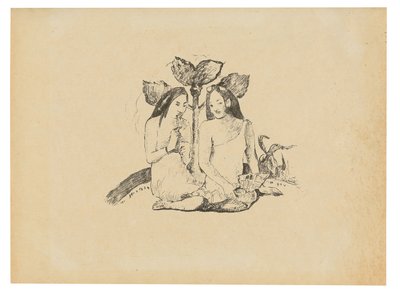 Dwie maoryskie kobiety kucające autorstwa Paul Gauguin