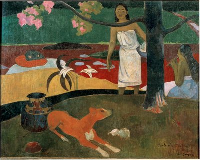Dwie Tahitanki i pies. (duszpasterstwo tahitańskie). Obraz Paula Gauguina (1848-1903) autorstwa Paul Gauguin