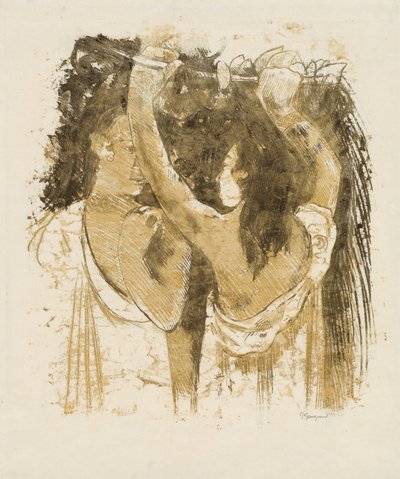 Dwóch Tahitańczyków zbierających owoce [rekto] autorstwa Paul Gauguin
