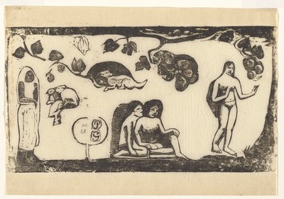 Kobiety, zwierzęta i liście autorstwa Paul Gauguin