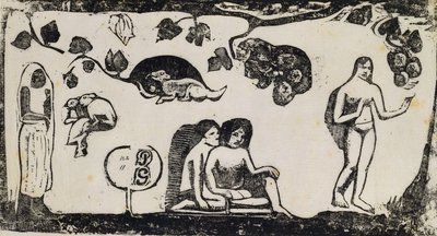 Kobiety, zwierzęta i liście; Kobiety, zwierzęta i liście, 1895-1903 autorstwa Paul Gauguin