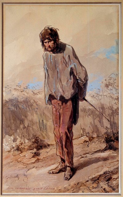 Złe 15 minut Skazaniec ma szubienicę. Akwarela i gwasz Paul Gavarni (1804-1866) autorstwa Paul Gavarni