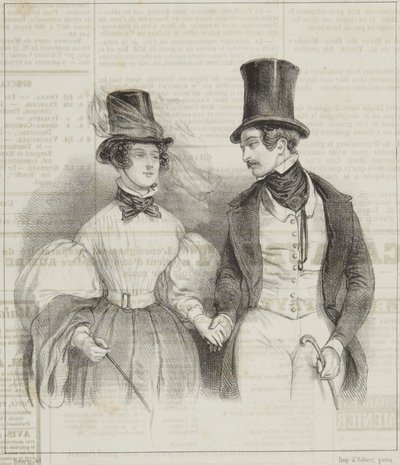 „Poranne stroje” z serii „Revue Fashionable” autorstwa Paul Gavarni