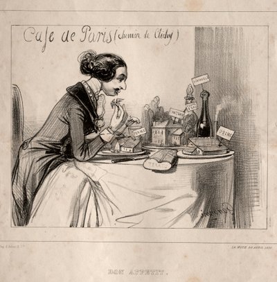 Fantastyczny szkic: Bon Appetit, 1839. autorstwa Paul Gavarni
