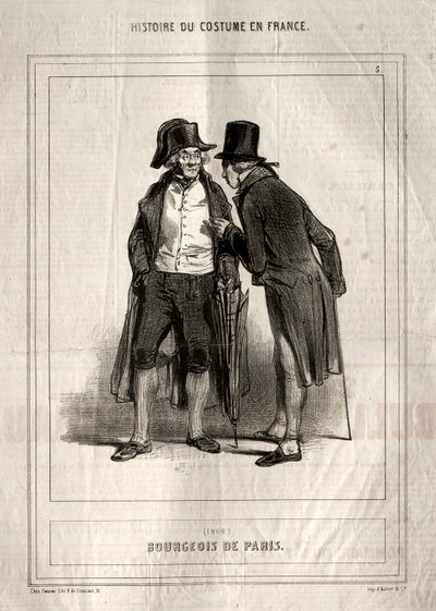 Historia kostiumów we Francji: Bourgeois of Paris, 1843. autorstwa Paul Gavarni
