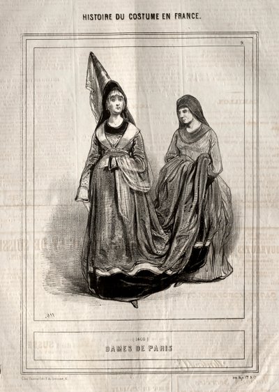 Historia kostiumów we Francji: Damy Paryża, 1843. autorstwa Paul Gavarni