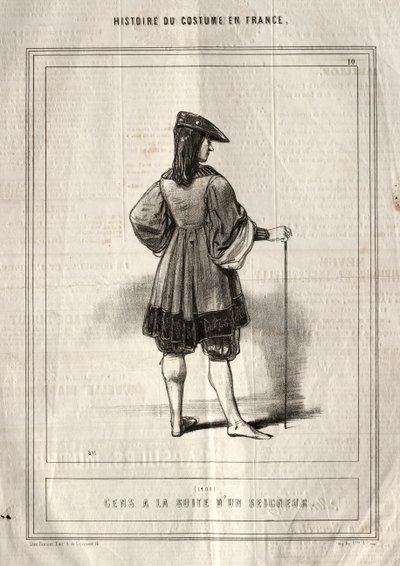 Historia kostiumów we Francji: Ludzie podążający za Panem, 1843. autorstwa Paul Gavarni