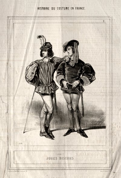 Historia kostiumów we Francji: Telling Judges, 1843. autorstwa Paul Gavarni