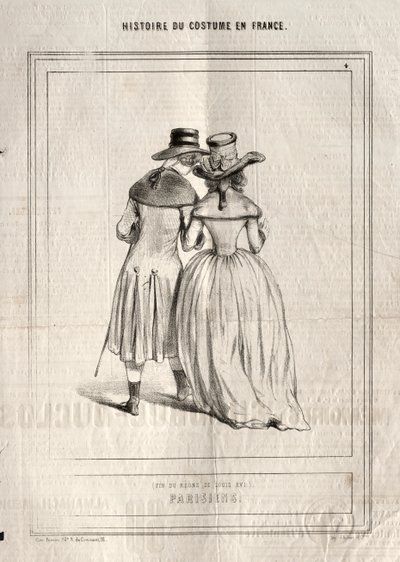 Historia kostiumów we Francji: Paryżanie, 1843. autorstwa Paul Gavarni
