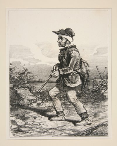 Pan Gontard (du Clos-Gorju), wielki właściciel ziemski, uprawniony wyborca, na polowaniu o świcie (Z serii: Types Contemporaines) autorstwa Paul Gavarni