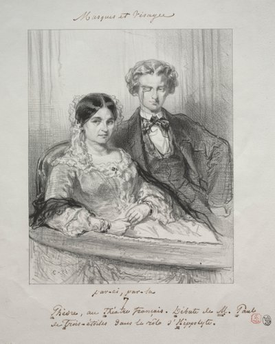 Maski i twarze: Paric, par-la: Fedra w Théâtre-Francais..., 1857-1858. autorstwa Paul Gavarni