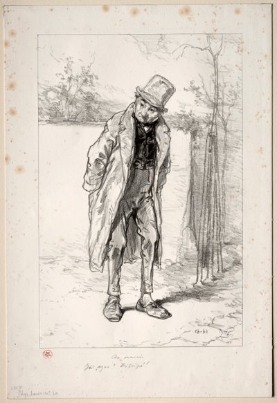 Physionomies Parisiennes: Au Marais. Tutaj, Azorze! tutaj!, 1857-58. autorstwa Paul Gavarni