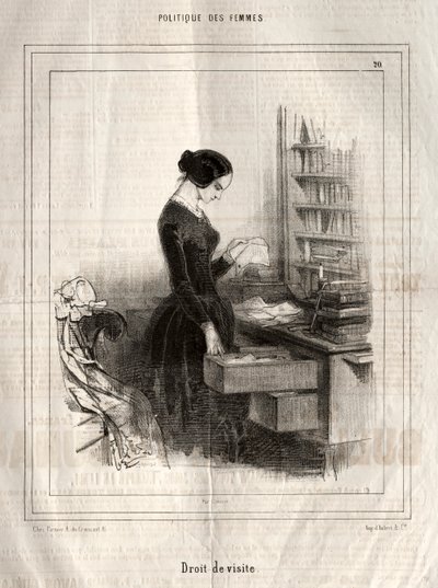 Polityka kobiet: prawo do odwiedzin, 1843. autorstwa Paul Gavarni