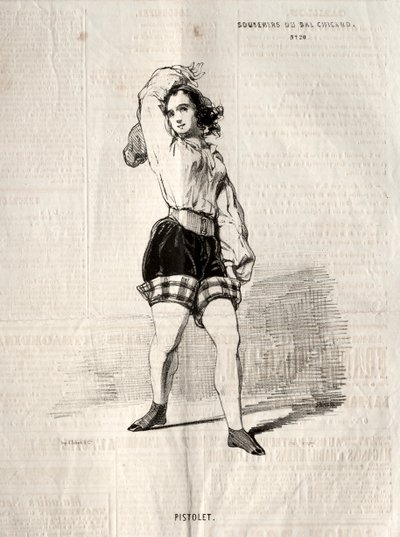 Wspomnienia Bal Chicard: Pistolet, 1843. autorstwa Paul Gavarni