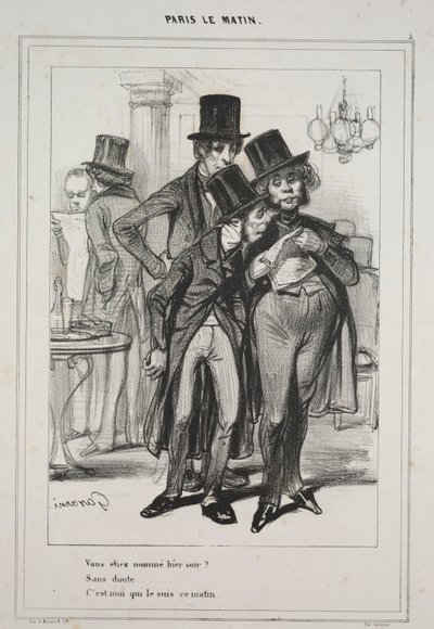 Nazwano cię wczoraj wieczorem... z serii Paris Le Matin, 1839. autorstwa Paul Gavarni