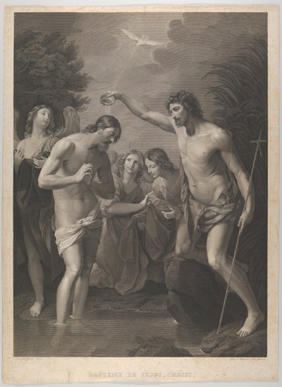 Chrzest Chrystusa, św. Jan Chrzciciel po prawej i Chrystus po lewej ze swoimi ..., ca. 1815-72. autorstwa Paul Gleditsch