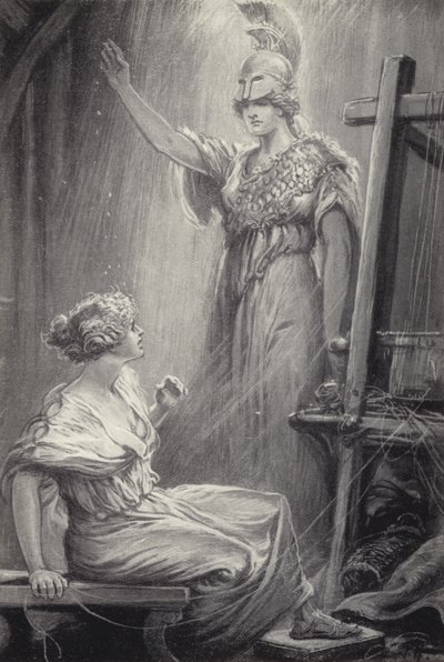 Atena i Arachne autorstwa Paul Hardy